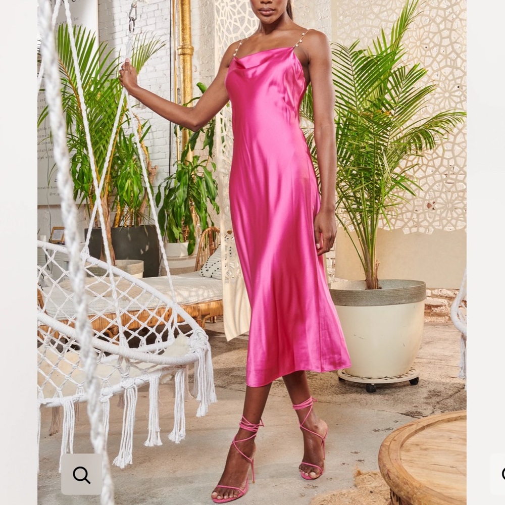 Cami NYC Fuchsia Satin Midi Dress